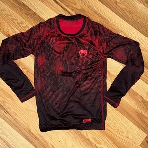 Boy’s Venum fusion compression long sleeve  shirt red bad black snake head logo